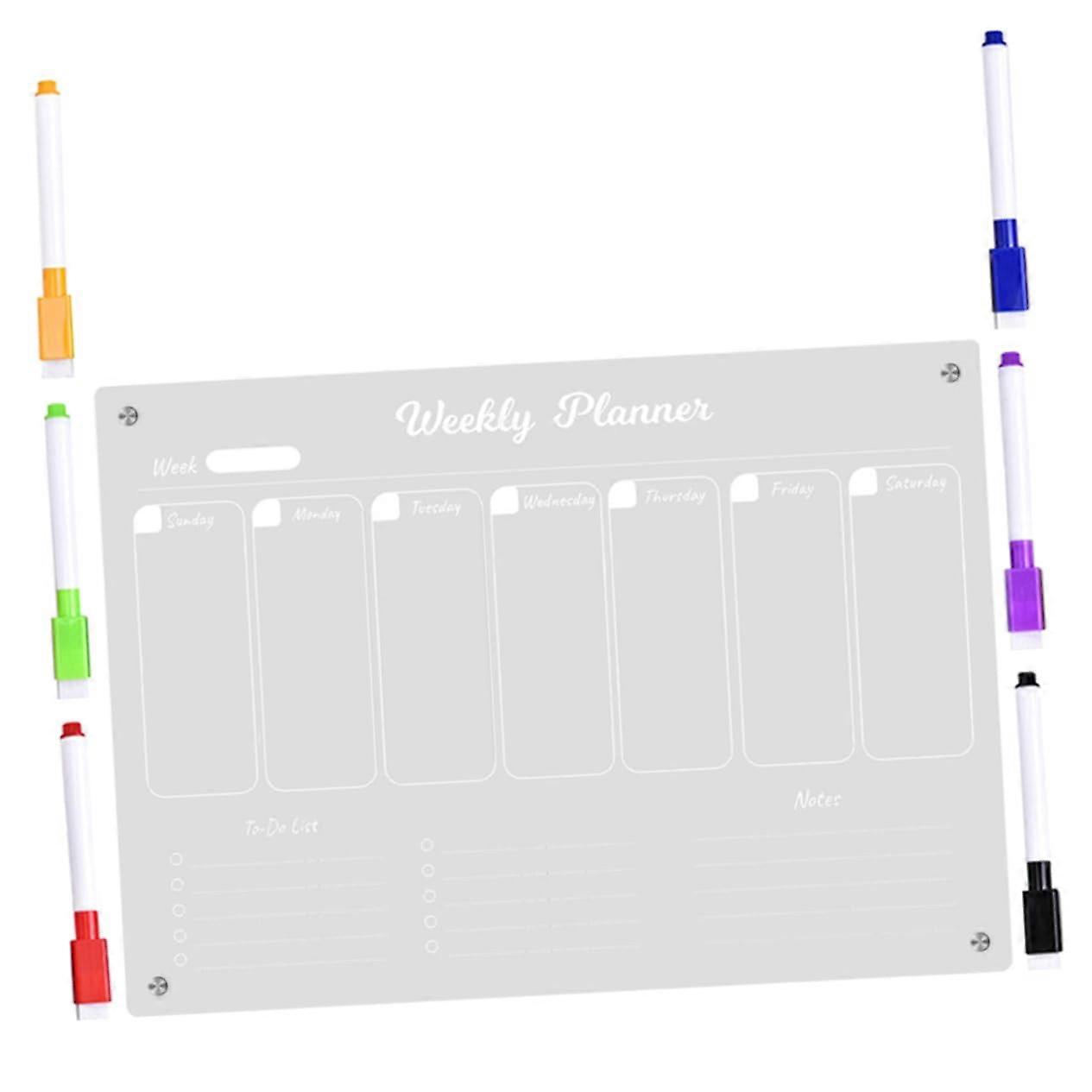 1satz Magnetic Refrigerator Calendar Reusable Planning Board with Erasable Markers for Meal Planning and Family Organization