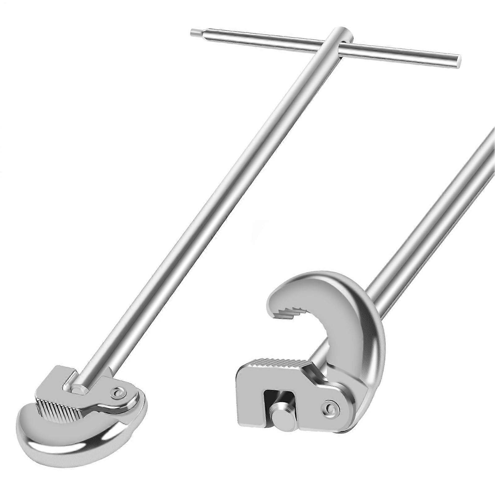 Basin Wrench Adjustable Tap Spanner for Kitchen and Bathroom Maintenance, Portable Multi-Function Tool in Silver