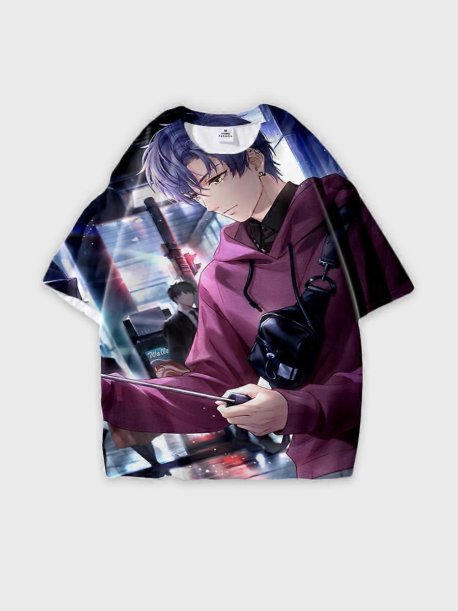 T-shirt round neck Role Pattern loose short sleeve E1236