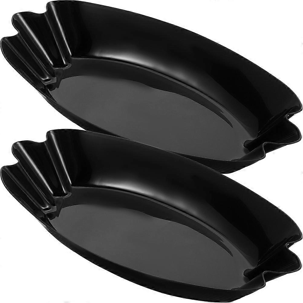 Reusable Coffee Bean Plate for Storage Black Plastic Sturdy with Slope Edge Design and Thick Bottom 2Pcs