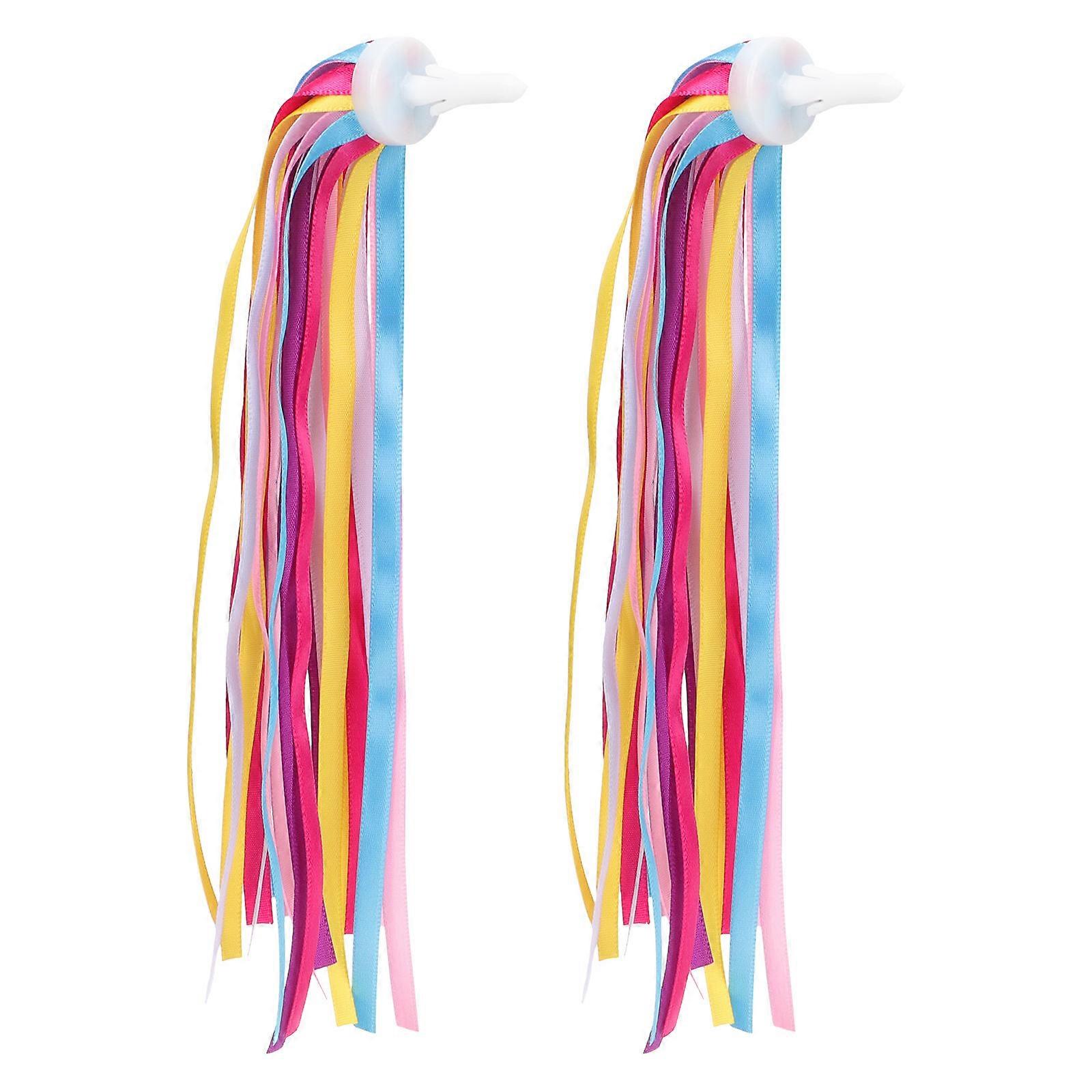 Colorful Bike Streamers for Kids Decorative Handlebar Ribbons Made of Polyester Multi 1 Pair