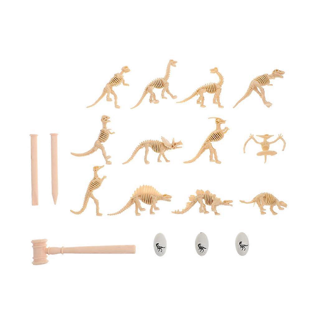 18pcs Dinosaur Skeleton Digging Set Educational Archaeology Props for Learning Dinosaur Facts at Home and Playtime Activities