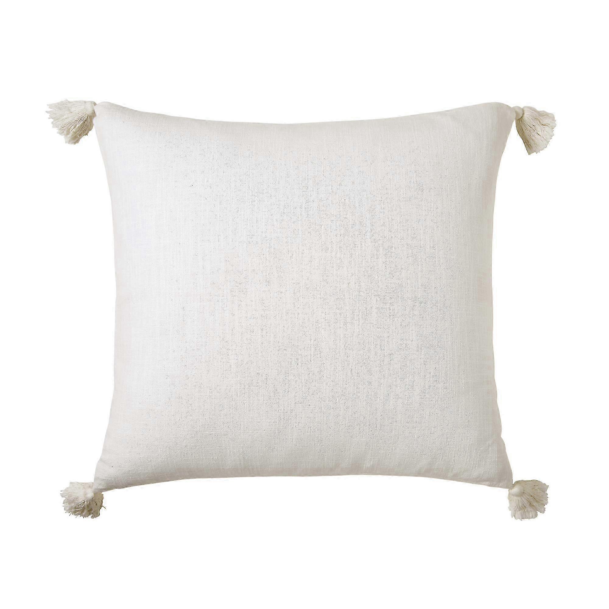 Fronha de Algodão Texturizado com Borla, 26x26, Branco, para adicionar estilo e conforto à sua coleção de roupas de cama. SZRH A-S