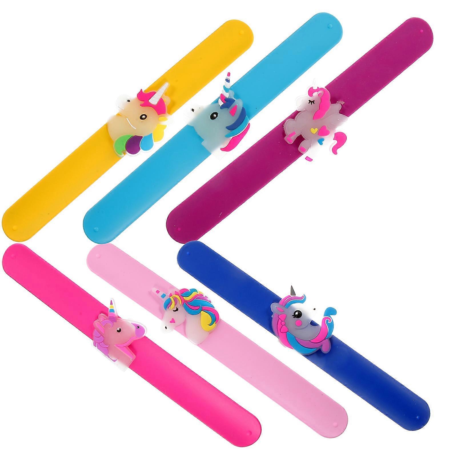 6pcs Glow in the Dark Silicone Slap Bracelets with Unicorn Design – Light Up Wristbands for Parties, Events, and Gifts