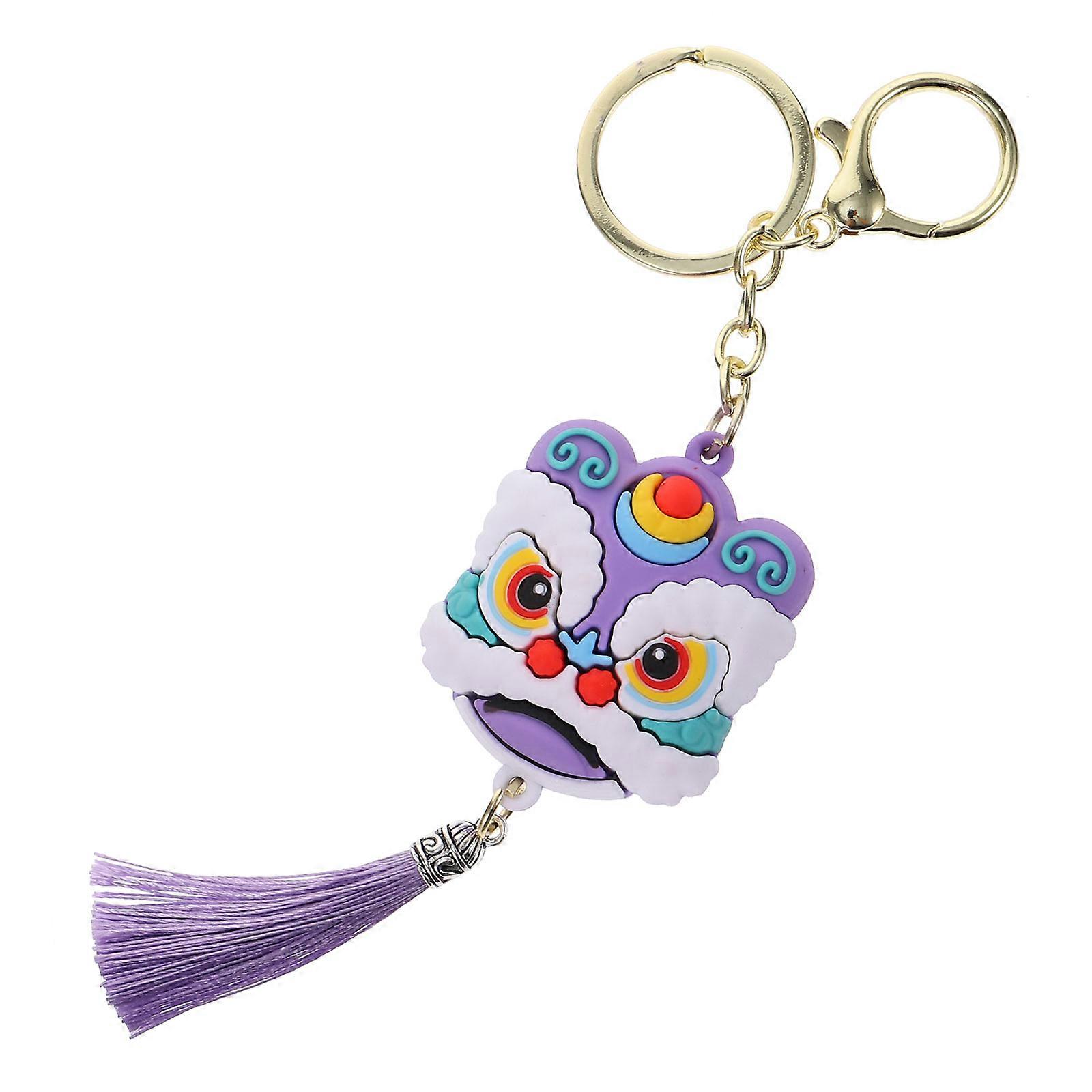 Cartoon Keychain Lion Pendant Key Ring Organize Keys Violet PVC 1Pack