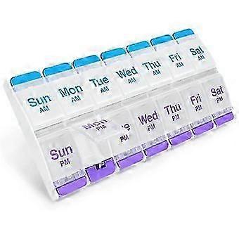 Push Button (7-day) Pill, Medicine, Vitamin Organizer | Weekly, 2 Times A Day, Am/pm | Large Compartments | Arthritis Friendly | Clear Lids