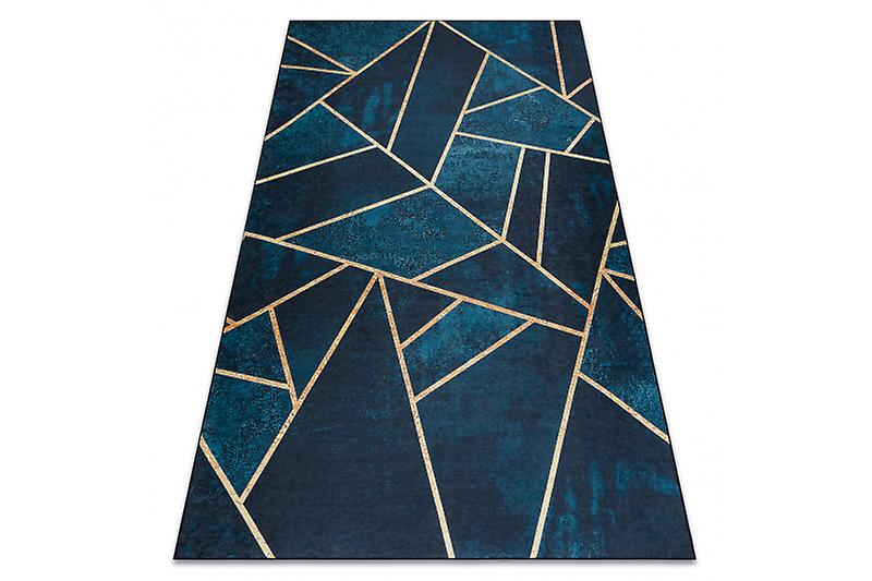 ANDRE 1173 washing carpet mosaic, geometric anti-slip - turquoise / gold