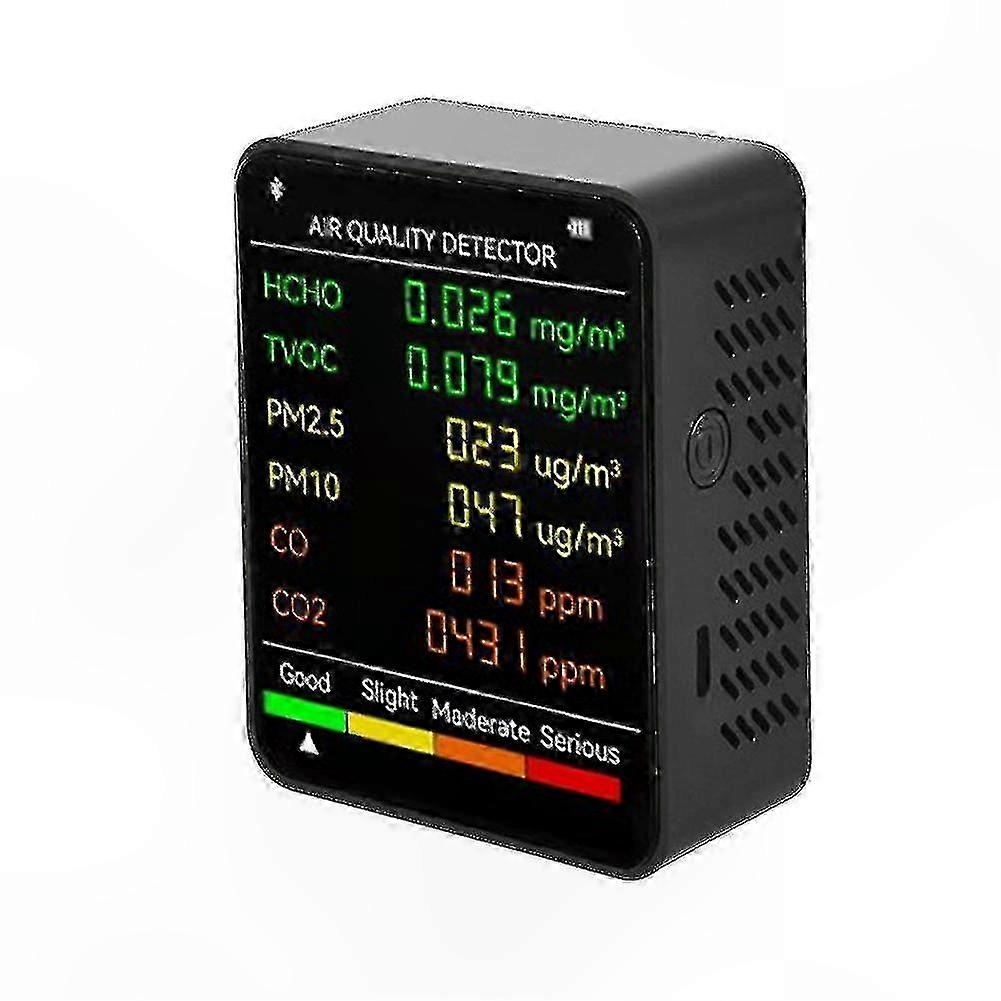 Indoor Air Quality Monitor with LCD Screen for CO2, PM2.5, PM10, HCHO, TVOC Detection