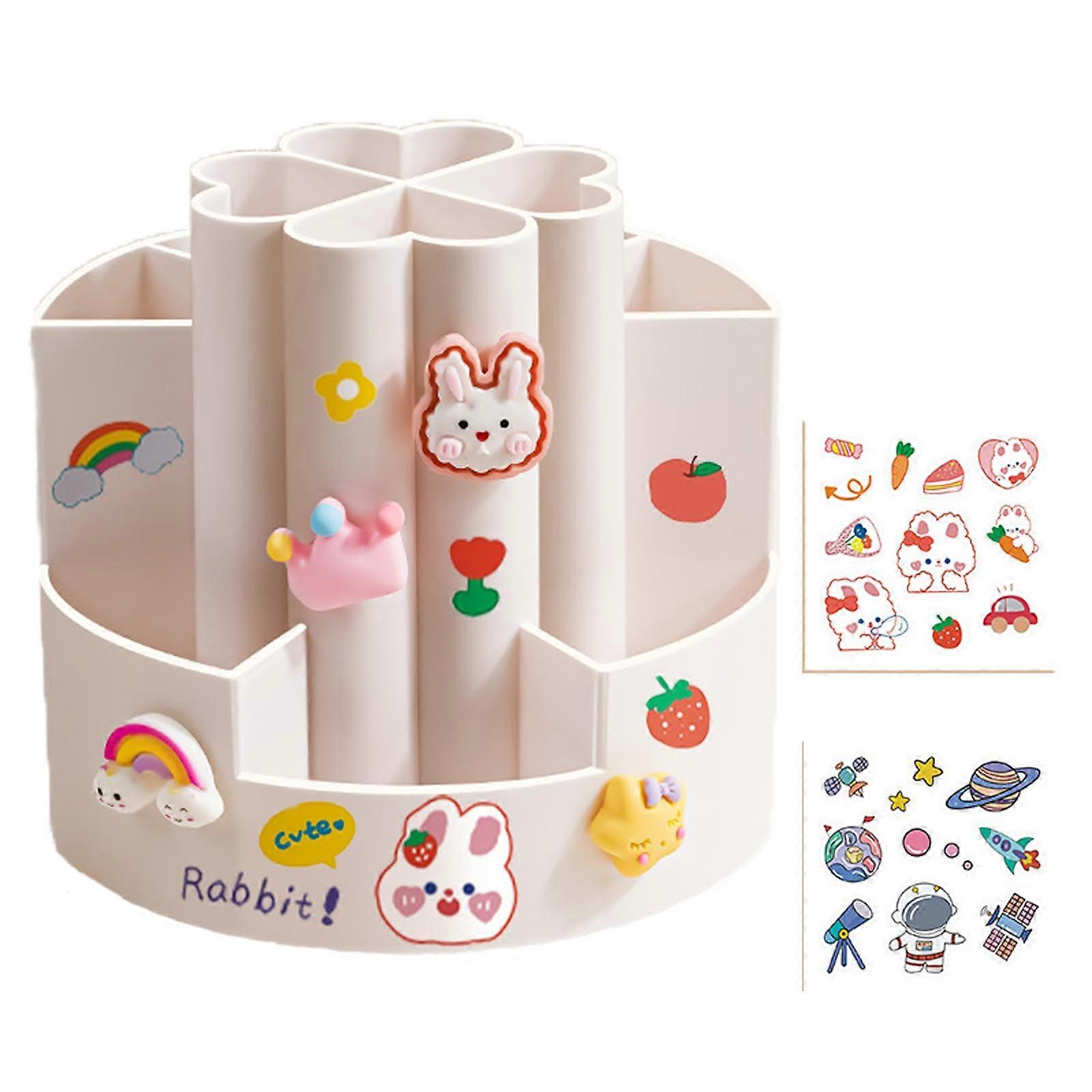 Desk Pen Holder with 360° Rotation and 10 Compartments, Multifunctional for Home, School, Office, and Library Use