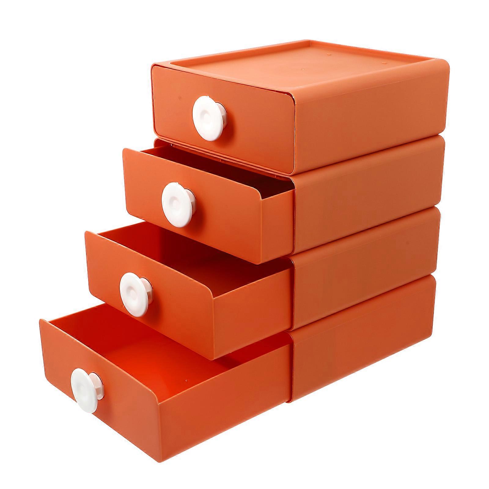 Orange Desktop Storage Case with Premium PP Material for Neat and Orderly Storage Use 4 Pieces