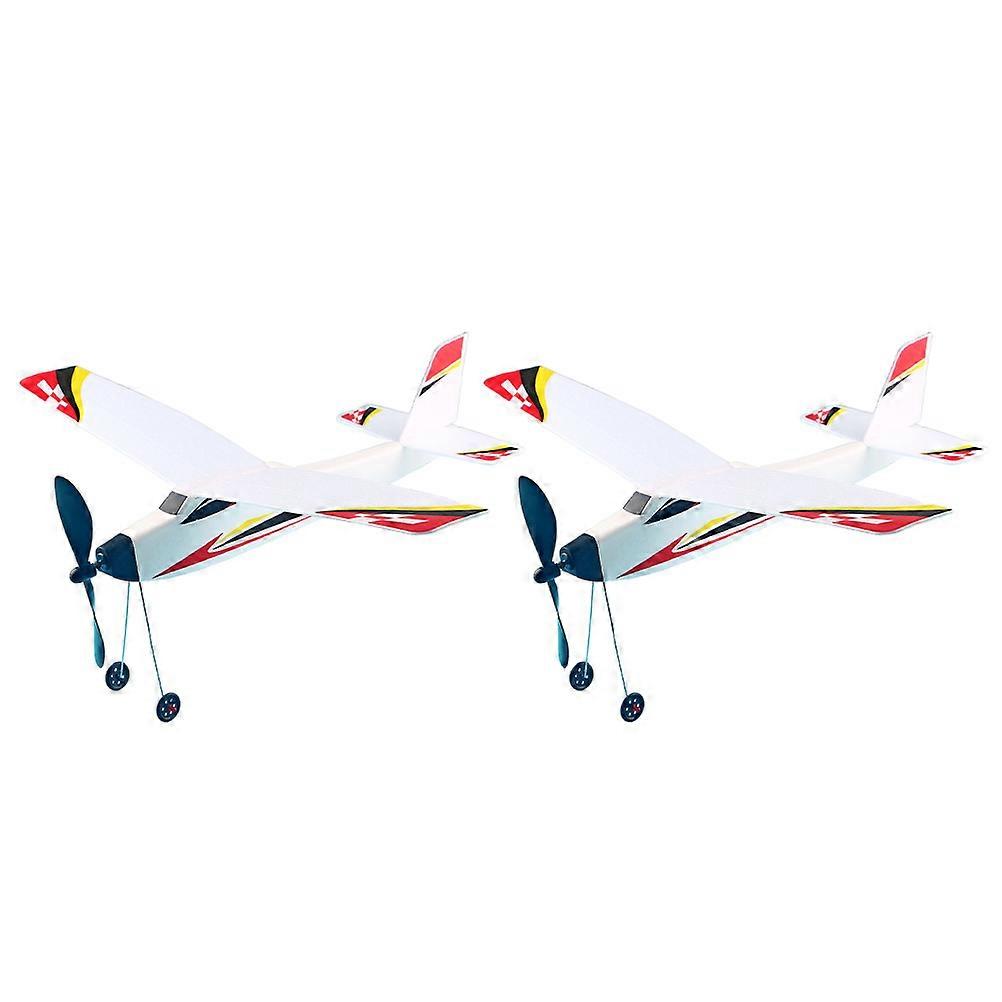 2Pcs Rubber Band Powered Airplane Model Biplane Toys for Kids (Random Pattern)
