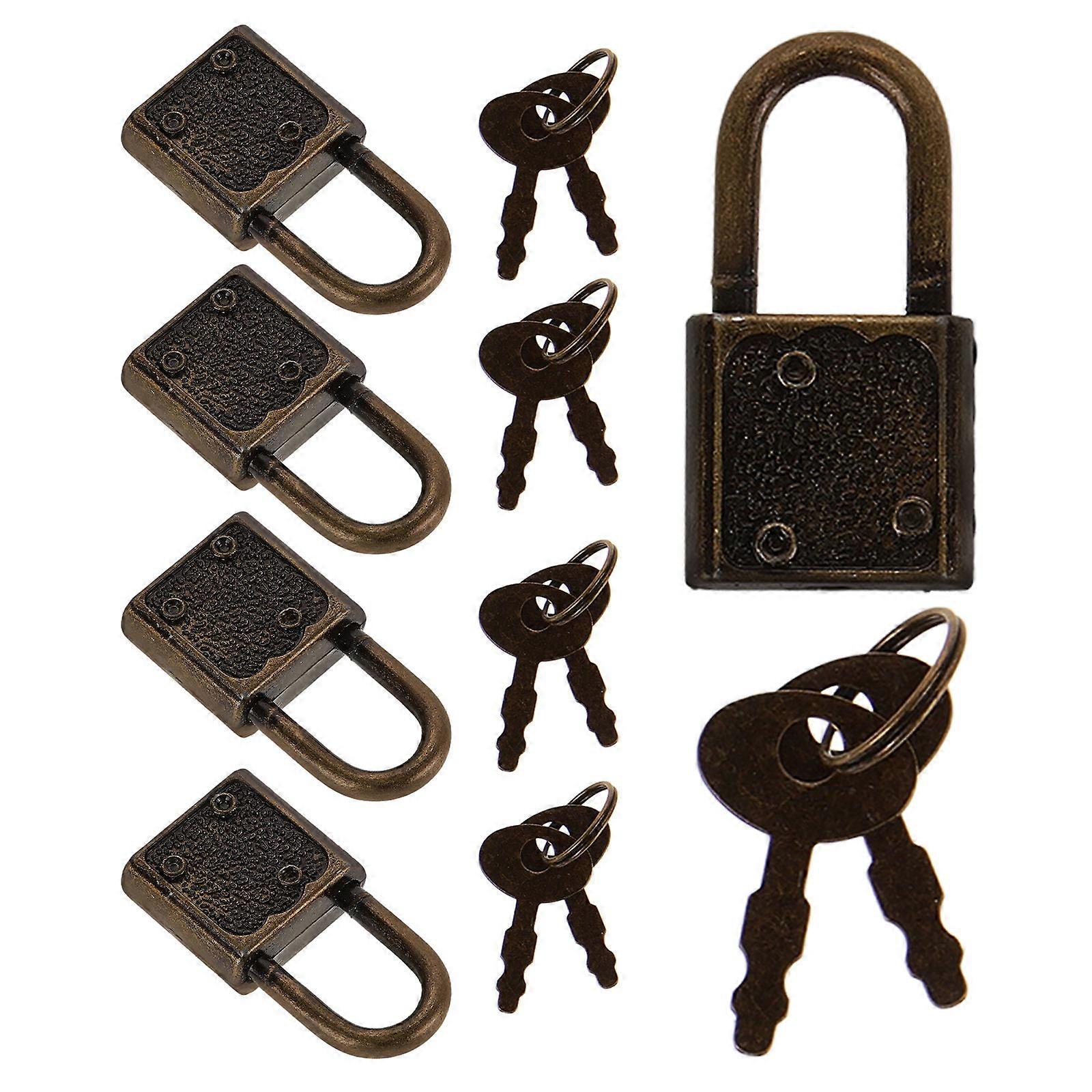 5 Sets Vintage Style Pirate Box Padlock Furniture Locks with Keys for DIY Wooden Cases, Themed Decor & Cabinet Security