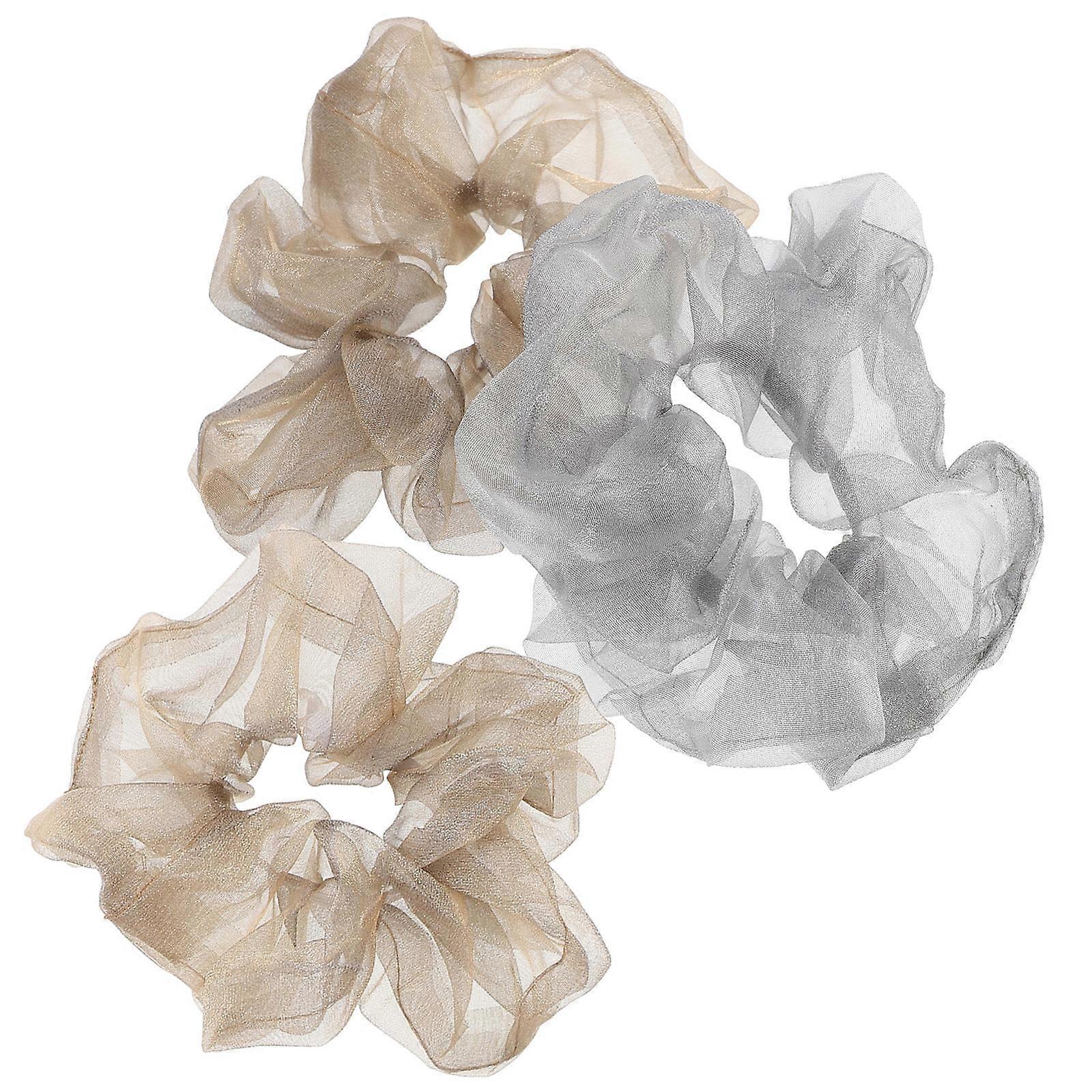 3Pcs Soft Glitter Hair Scrunchies Elastic Ties for Women Daily Use Assorted Color with Good Elasticity