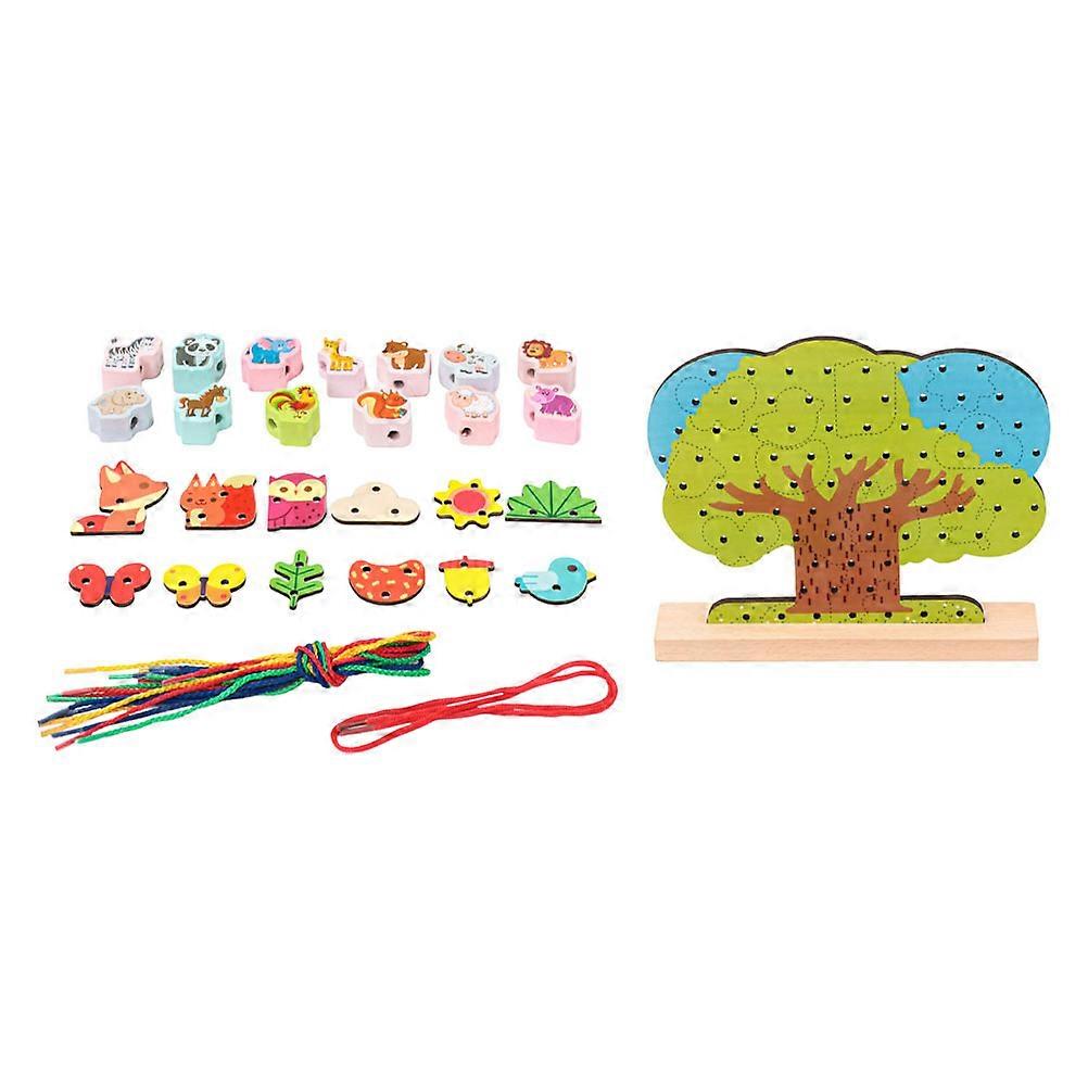 Toddler Threading Playthings For Kids Cognitive Concentration Assorted Color Puzzle Tree Fun 1 Set