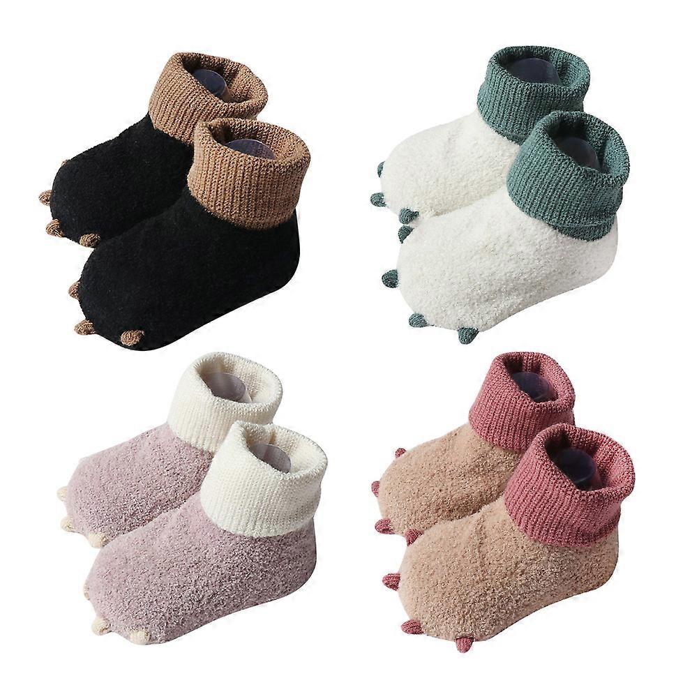 Comfortable Winter Socks for Babies in White Size S (8cm Sole Length) with Cute Claws Design 1 Pair