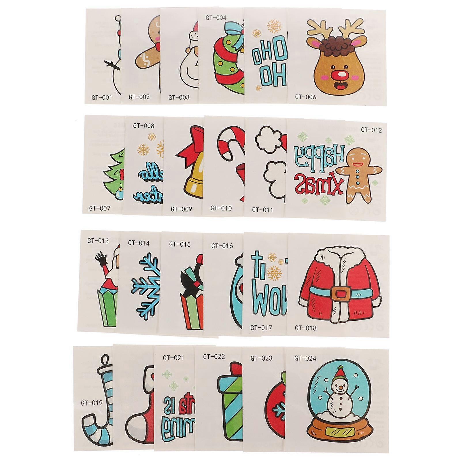 Luminous Christmas Face Stickers 24 Sheets Assorted Color Creative Designs For Kids Night Events