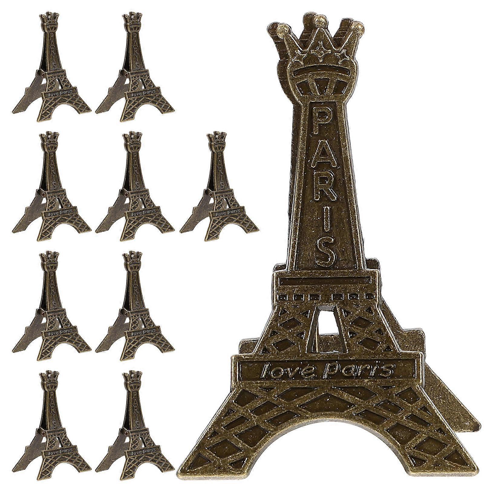 Vintage Eiffel Tower Metal Table Number Holders, 10pcs Sturdy Card Stands for Weddings, Parties, Photo Displays, and Event Memo Clips