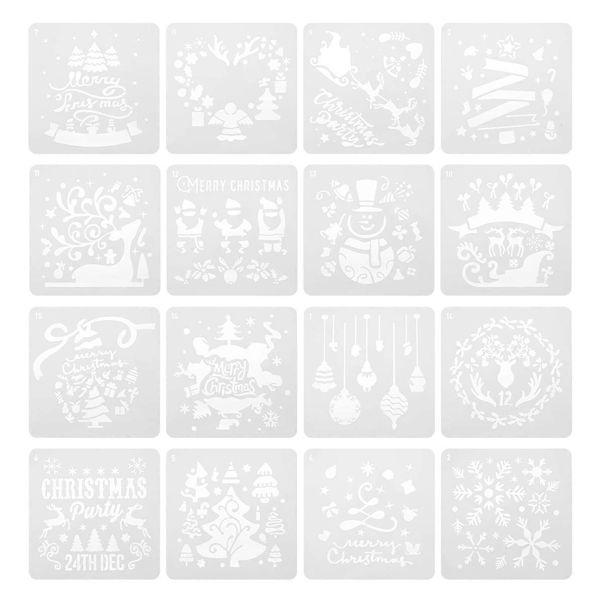 Christmas Stencils Painting Wall Templates for DIY 16Pcs Stencil Set
