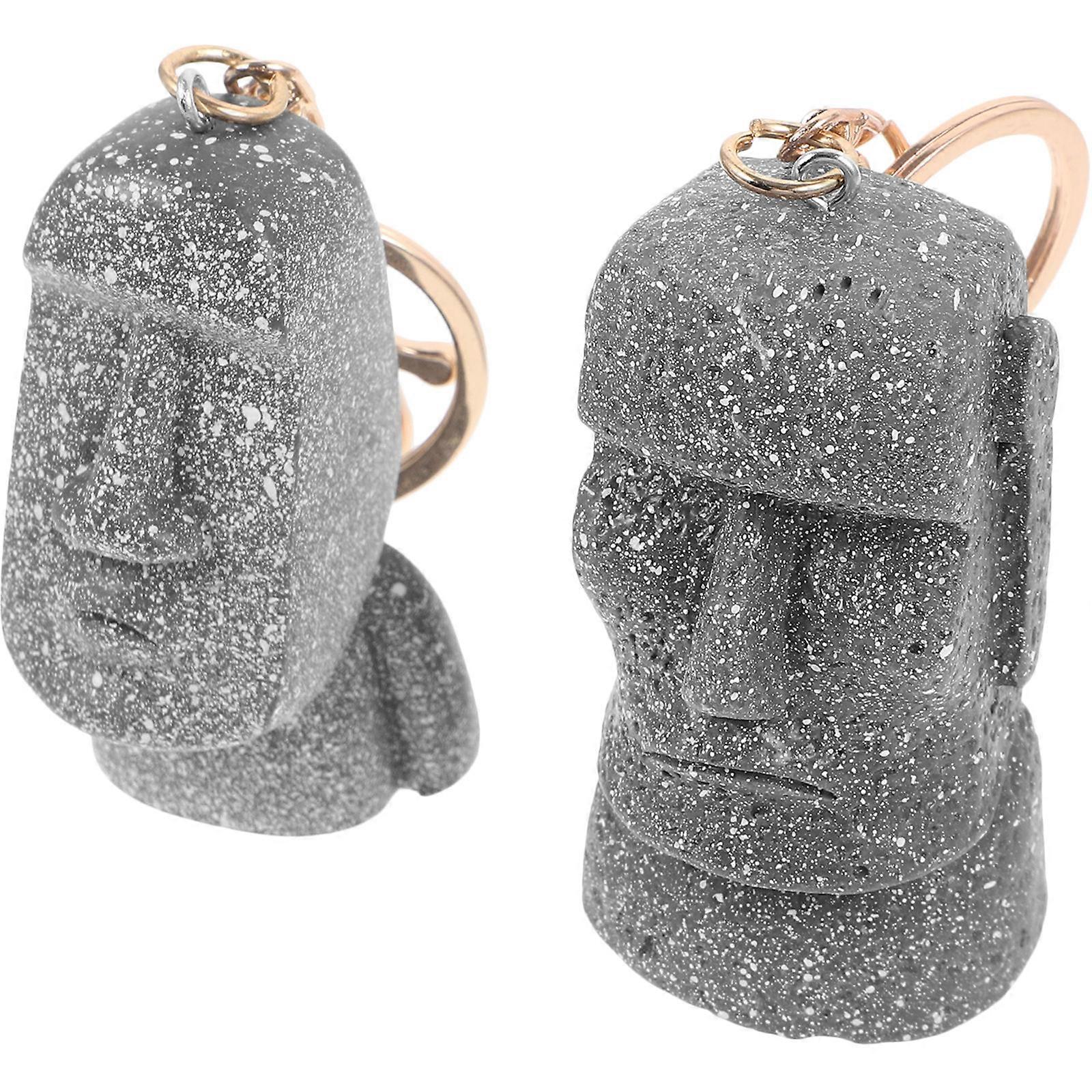 Resin Island Head Pendant Keychain Decor For Everyday Use Assorted Color Unique Design 2Pcs