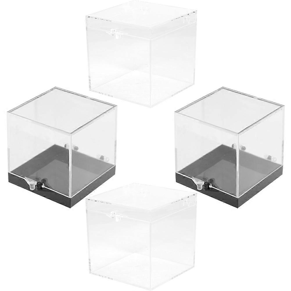 Acrylic Display Case Clear Square Cube Containers for Storage and Organization with Lid 4 Pieces