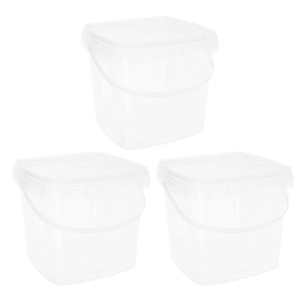 3pcs Transparent Airtight Food Storage Buckets with Lids and Handles, Square Plastic Containers for Kitchen, Home, and Outdoor Use
