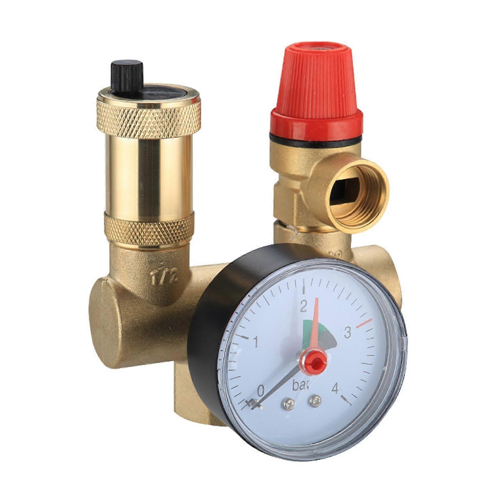 Groupe de sécurité Réservoir d’eau chaude avec filetage de 1 pouce, 3/4 pouce, 6 bar, clapet anti-retour, soupape de ventilation, manomètre