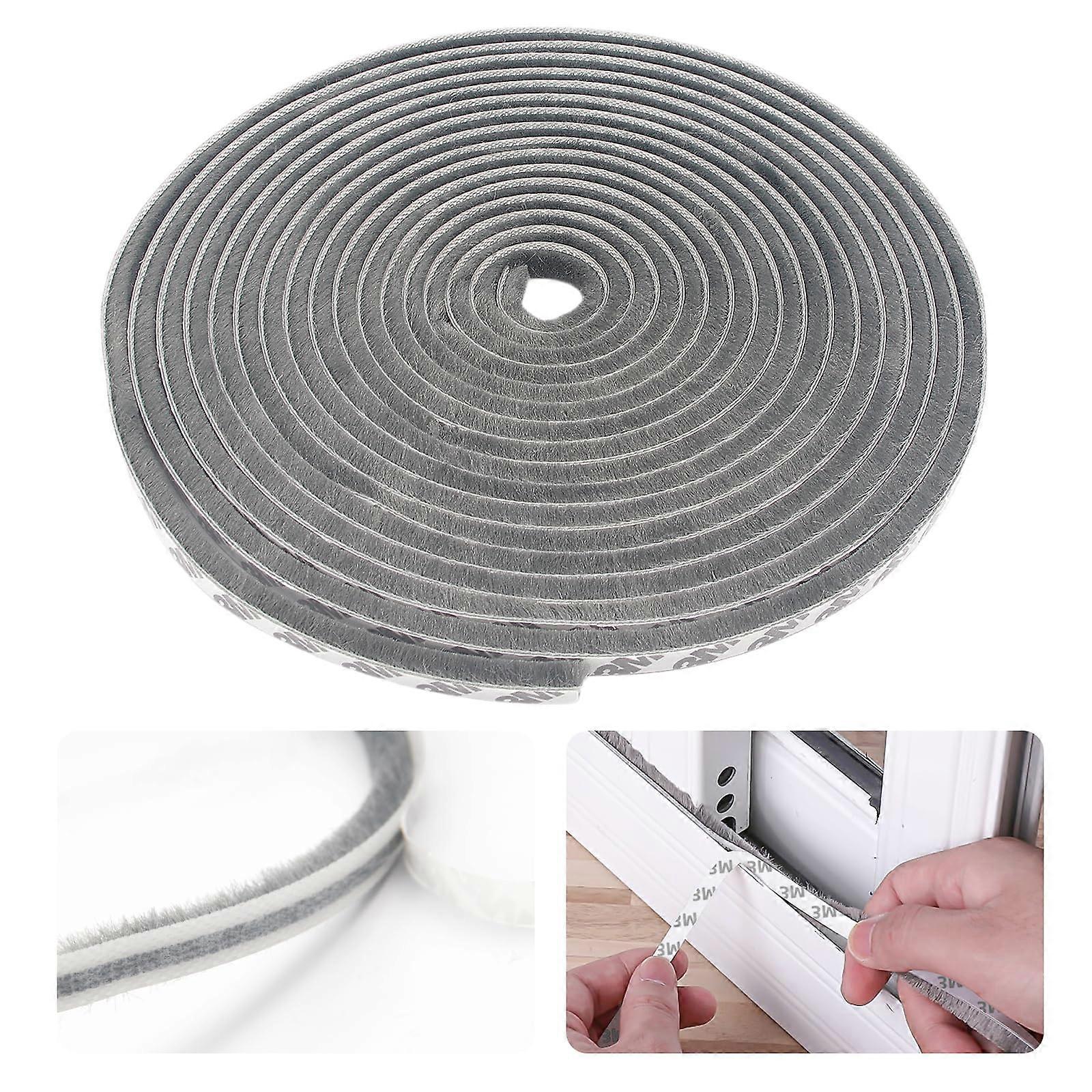 Brush Seal Self-Adhesive 7 cm x 8 cm For Doors And Windows Insect Protection Stops Drafts Grey