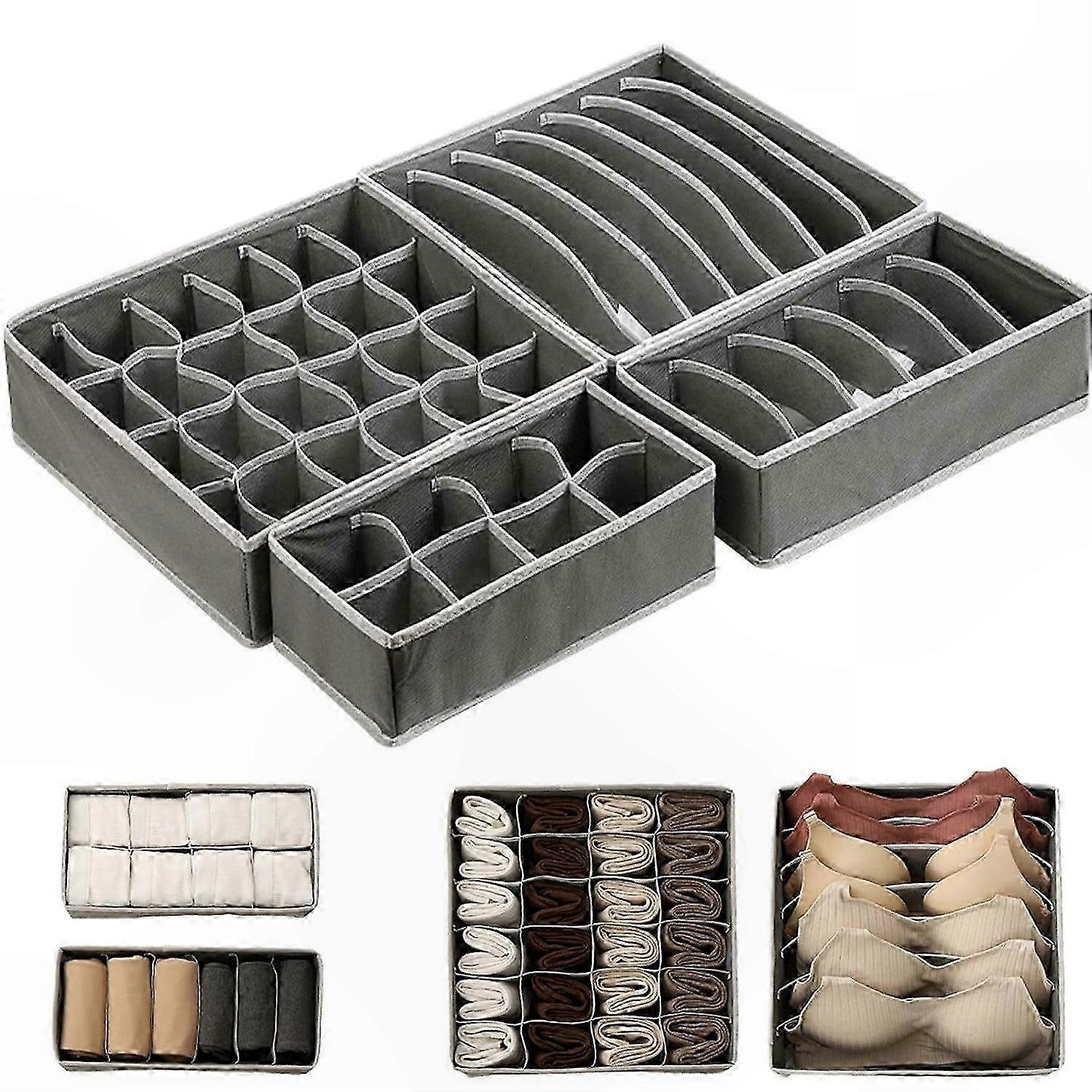 4-Pack Foldable Drawer and Cabinet Organizers for Space-Saving Storage Solutions