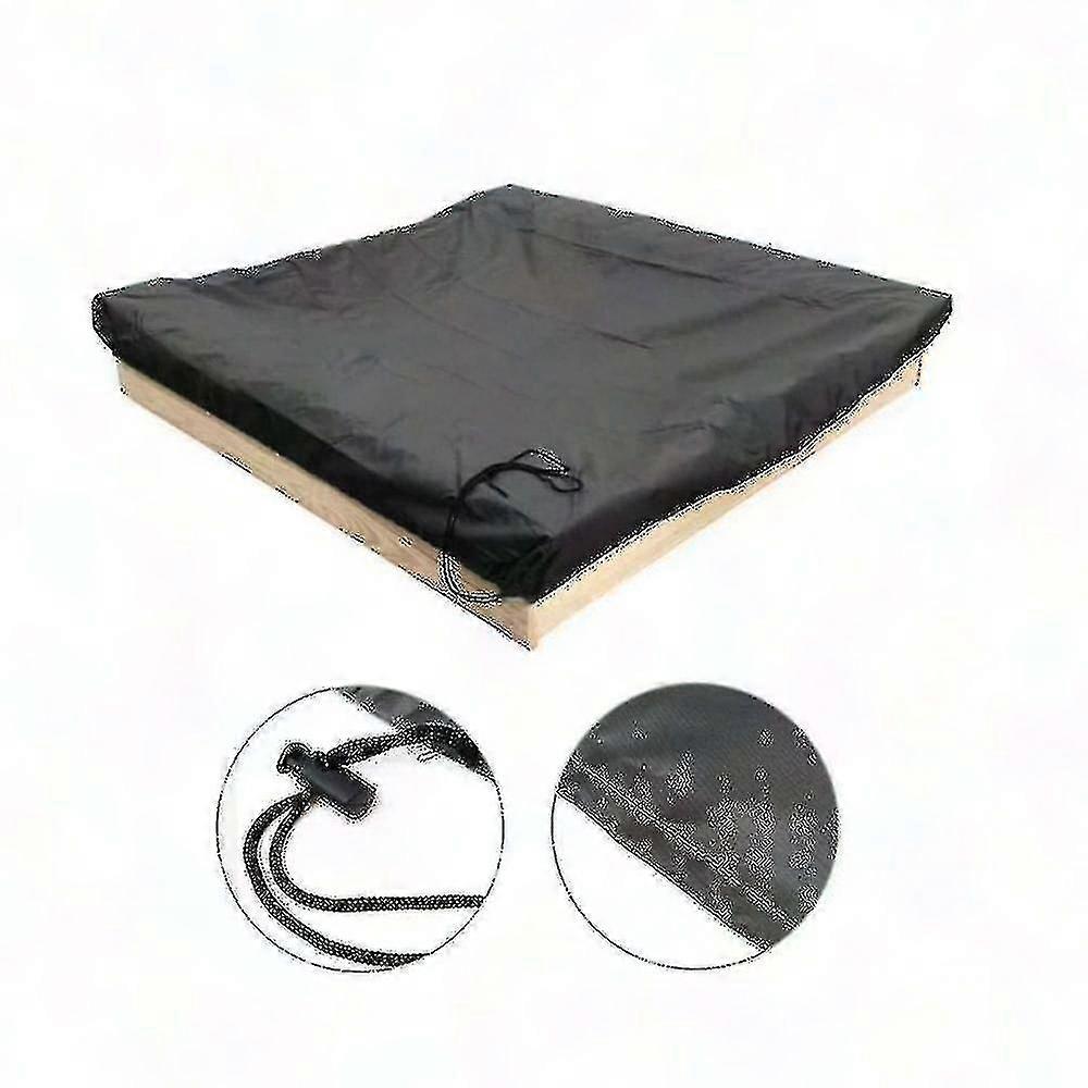 Sandbox Cover with Drawstring, Square Dust-Proof Waterproof Sandpit & Pool Cover, Black