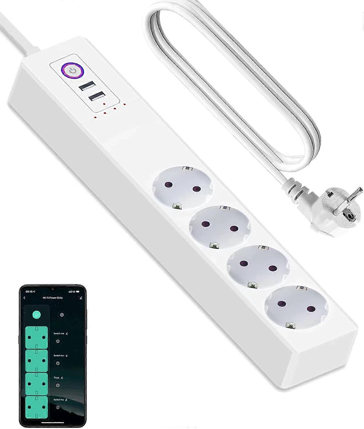 Overvoltage Protection  Google Assistant  Compatible with Alexa  App Plug  1.5 m Extension Cable  USB Socket  Intelligent Plug  16 A  SmartThings