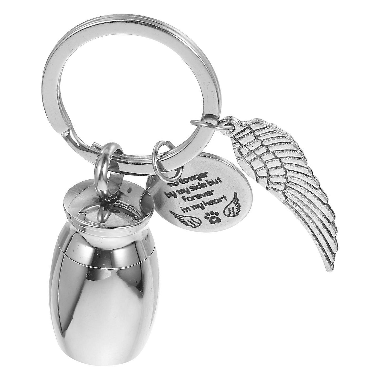 Silver Urn Ash Key Chain for Memorial with Mini Urn Keepsake