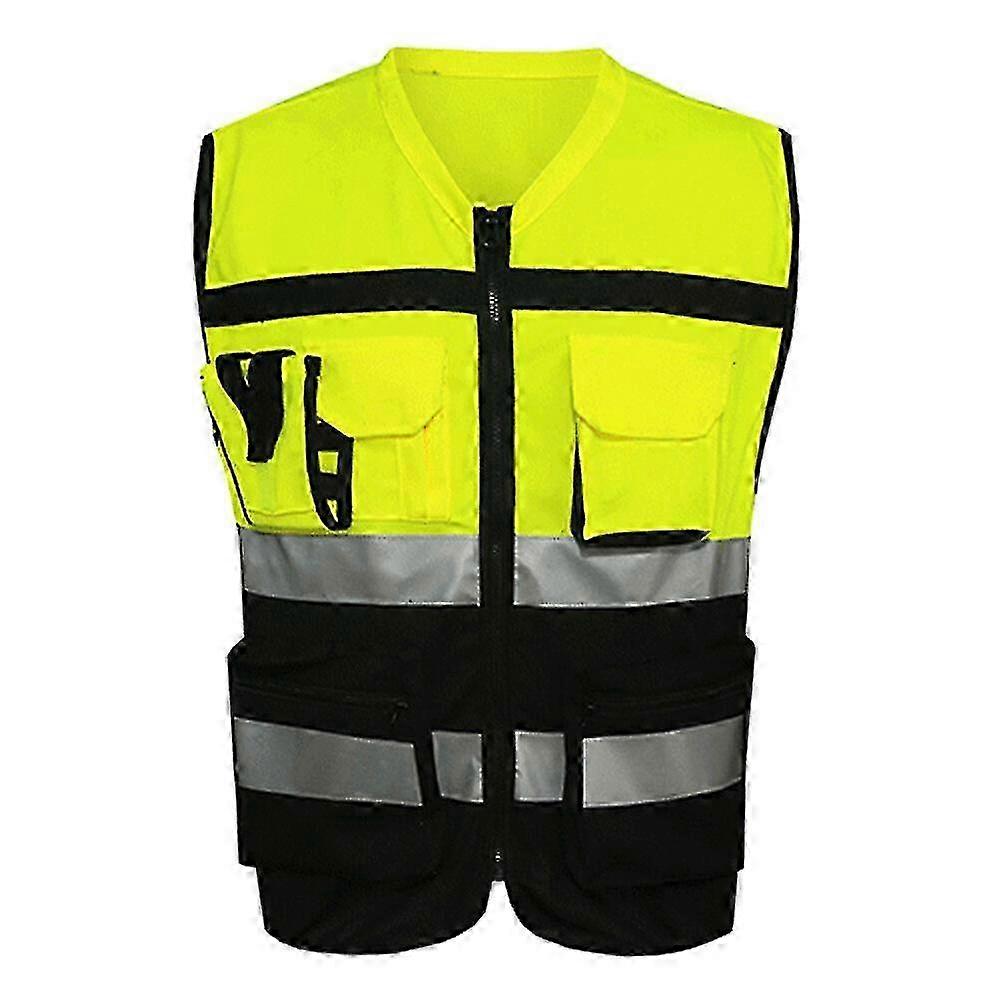 High Visibility Reflective Safety Vest with Pockets for Work, Running & Night Driving