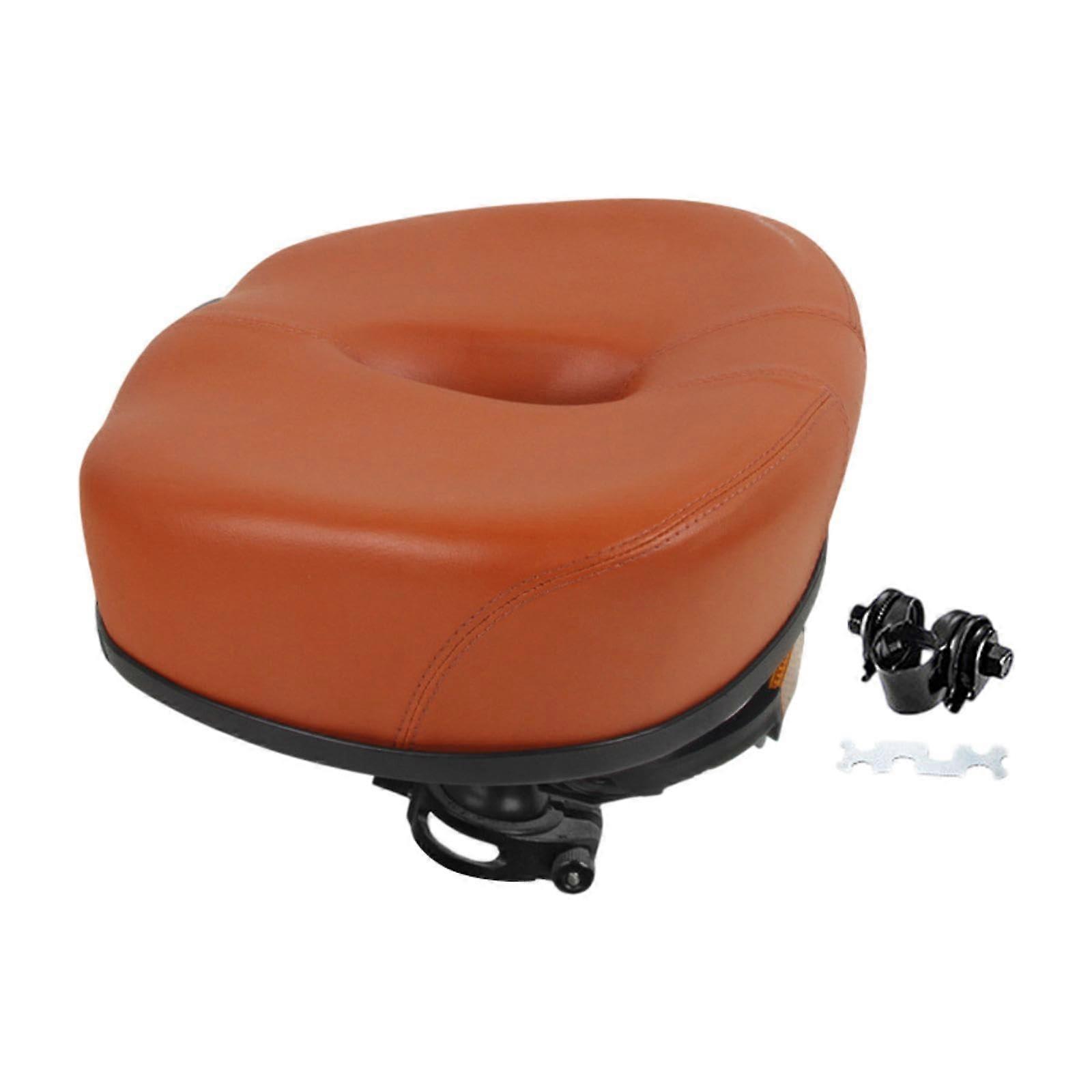 Electric Bike Saddle With Soft Cushion, Shockproof, Non-Slip, Breathable Hollow Core, Saddle Brown