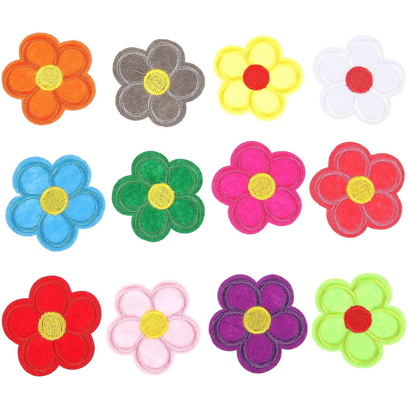 12pcs Flower Patch Sewing Iron On Embroidered Appliques DIY Craft Patches for Clothes Backpacks Hats Jeans Jackets