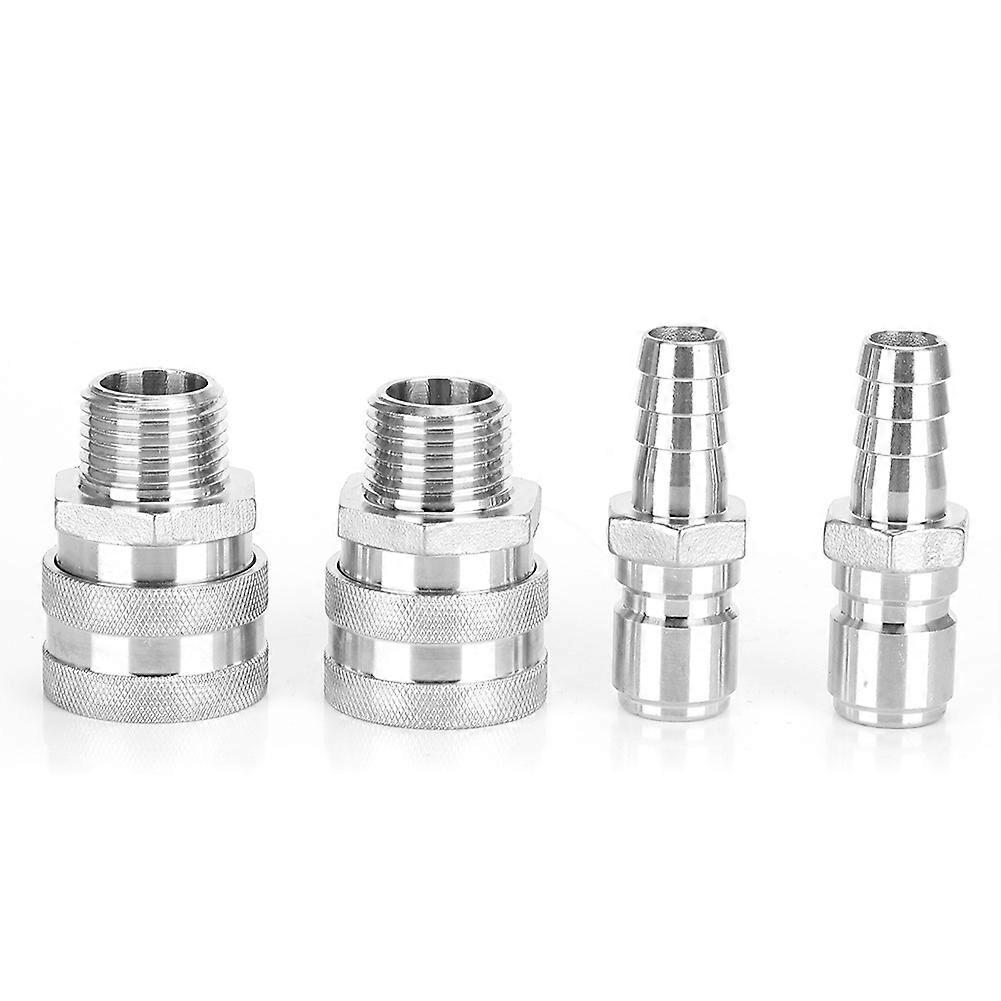 4-Piece G1/2" Thread Stainless Steel Quick Connector Adapter for Home Brewing