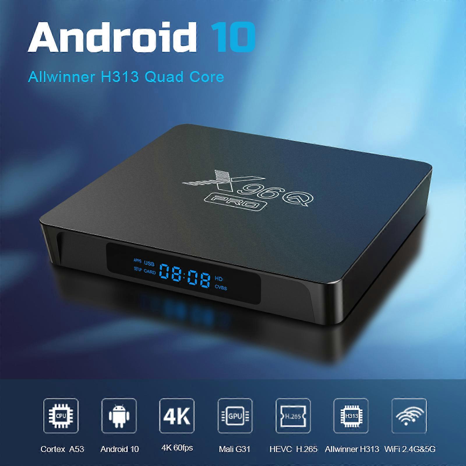 X96Q PRO Android 10 Smart TV Box, 4K UHD, Allwinner H313, Dual-Band WiFi, H.265 Decoding