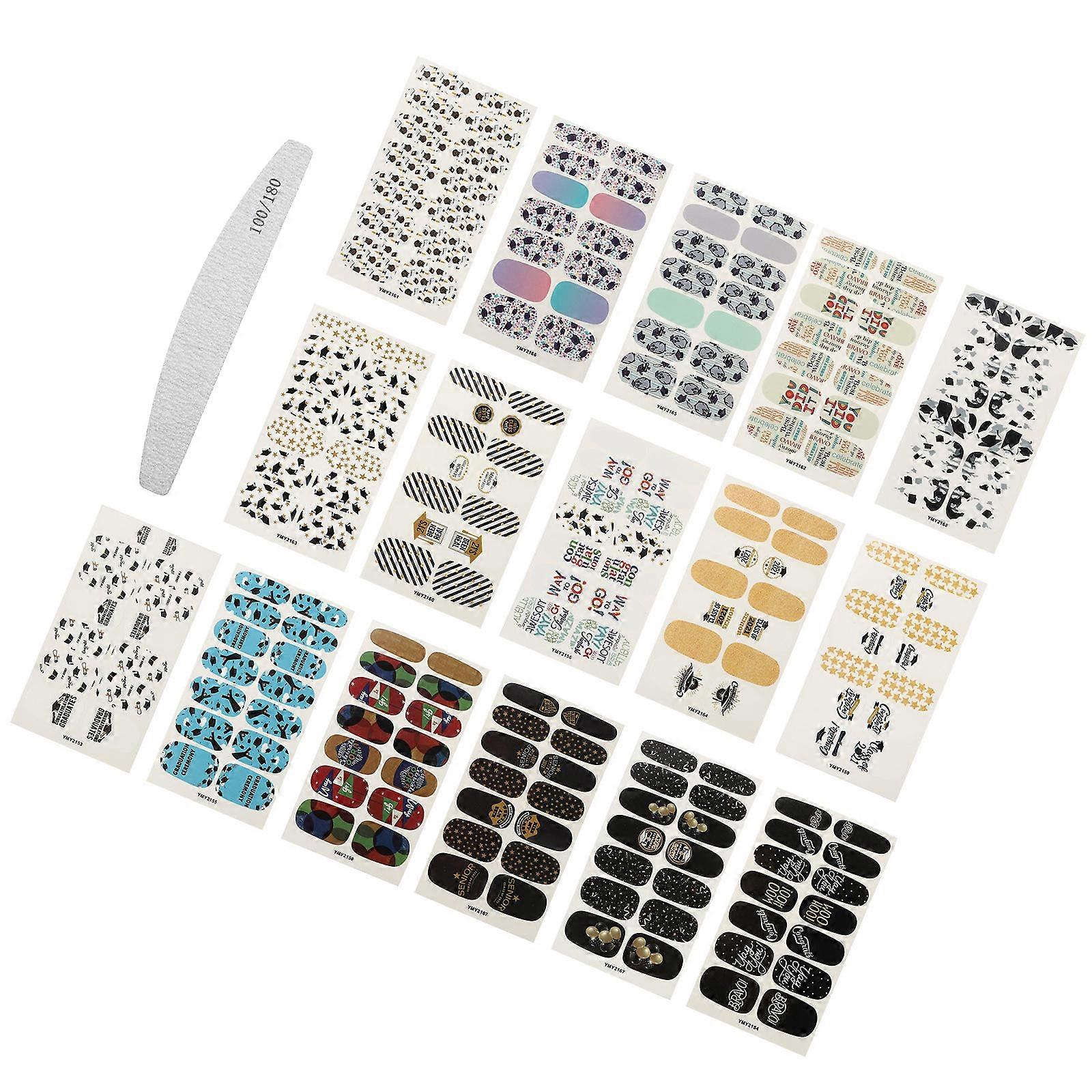 Nail Adornment Fingernail Patches Graduation Season Assorted Color Durable 1 Set