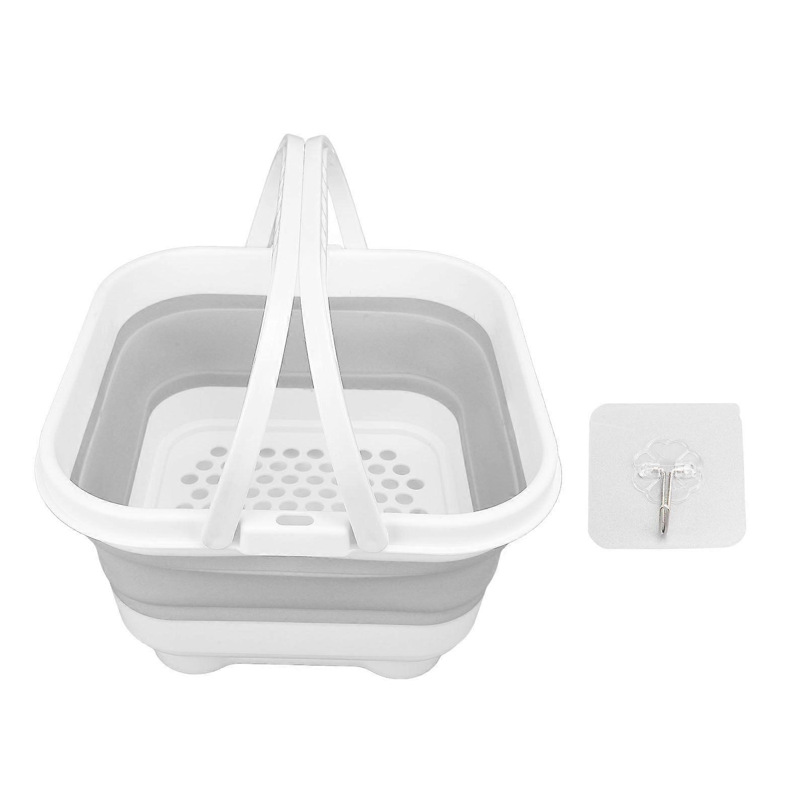 Bath Toy Holder with Removable Base Quick Drain Drying High Capacity Cute Foldable Bathroom Toy Storage Bin for Toiletries Towels White+Grey
