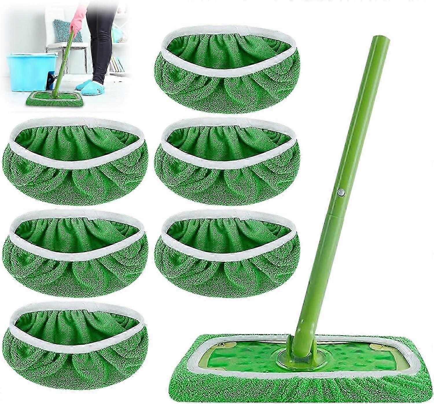 Dry and wet mop pads for Swiffer sweeper, 6pcs reusable microfiber floor cleaning cloths