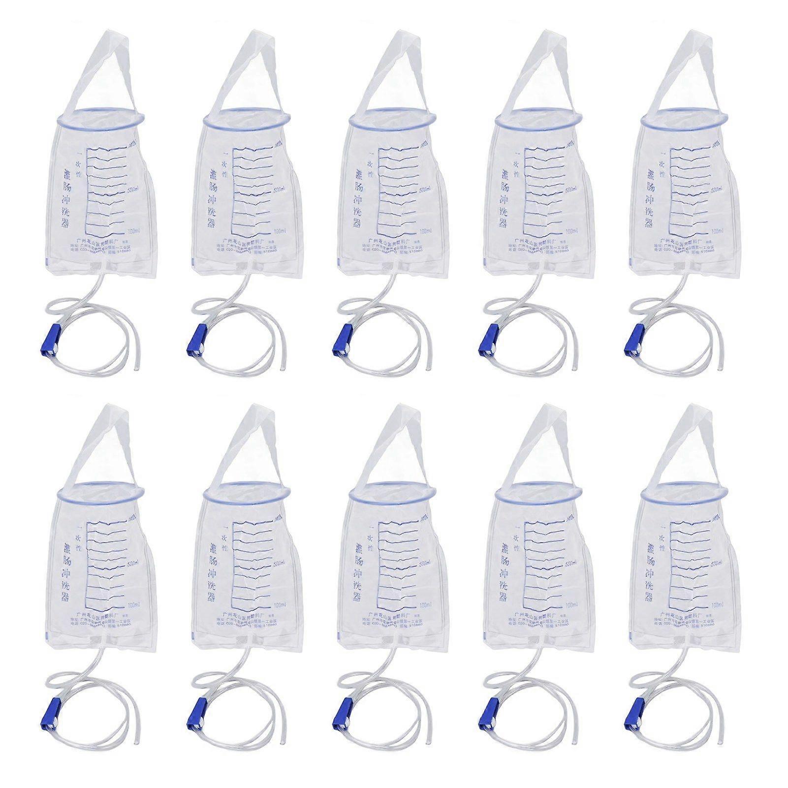 10PCS Enema Bag Set 1000ML Silicone Reusable Hangable Enema Cleaner Tool for Women Man Colon Cleansing