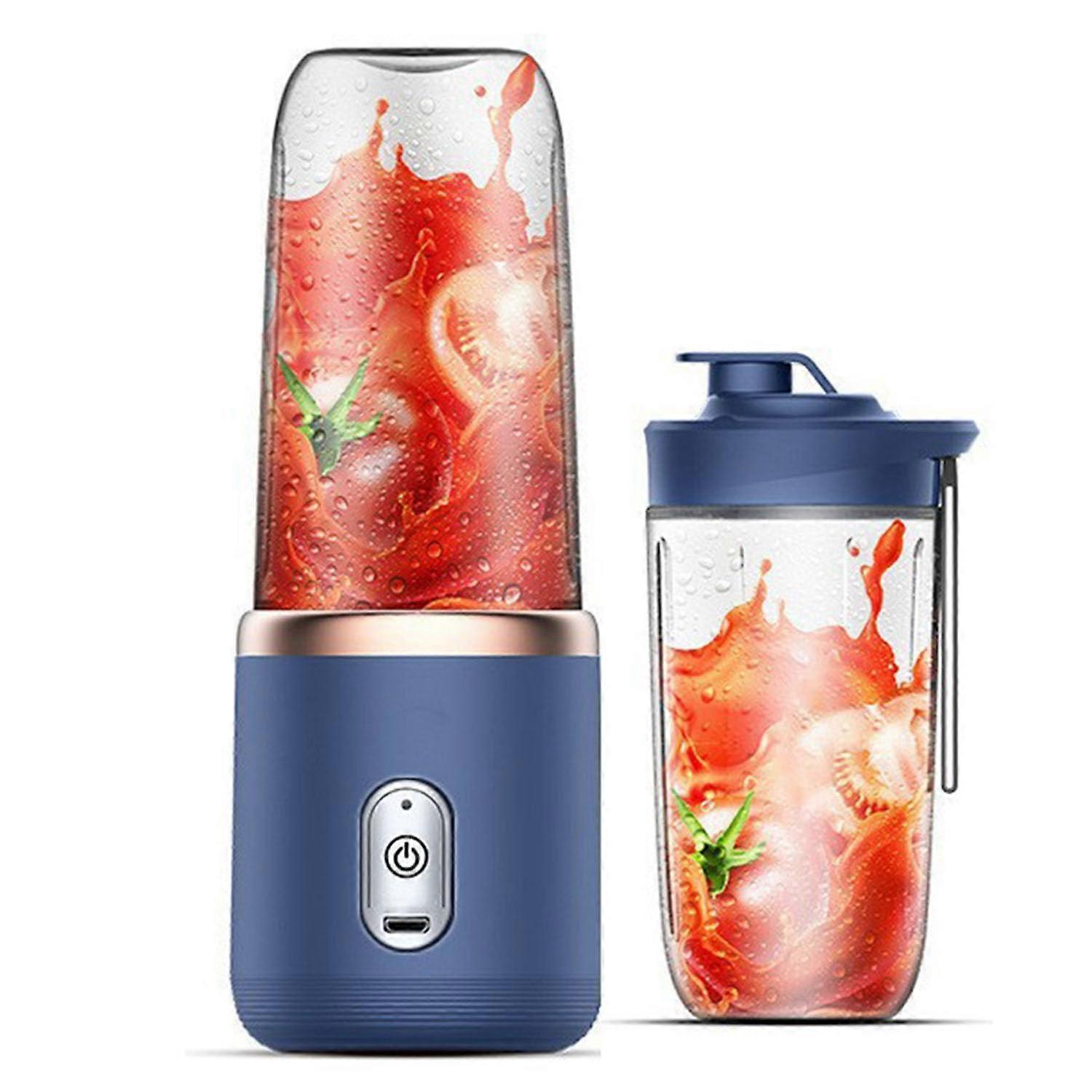 Portable Mini Juice Blender 400ml Cup, Cordless Rechargeable, 6Blade Juicer, Travel Cup For Smoothies, Blue