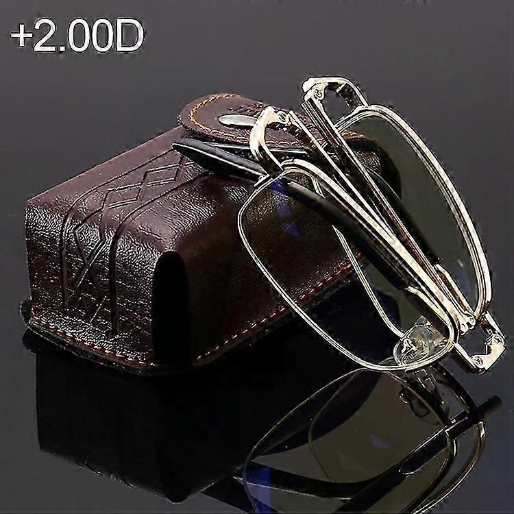 Folding Blue Light Blocking Reading Glasses +2.00D with Case & Cloth