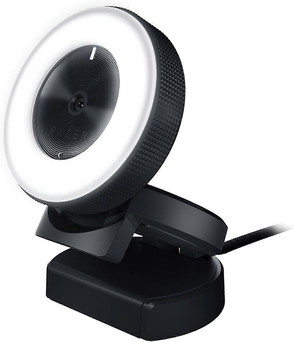 Streaming Webcam, Ring Light with/Adjustable Brightness - Built-in Microphone - Advanced Autofocus(Black)