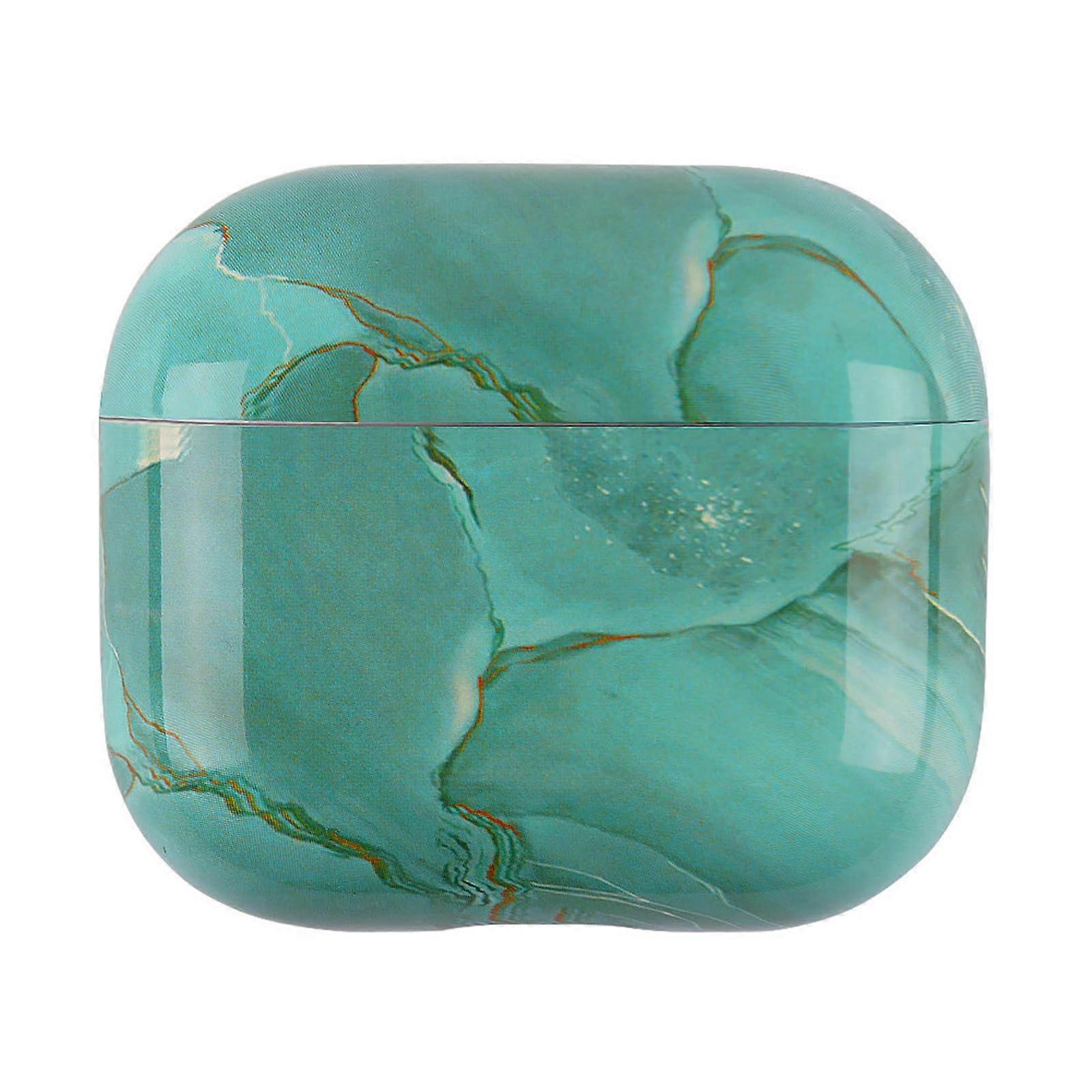 SKPY Case AirPods 4 Compatible Marble Texture Luxury Retro Hard PC Shockproof Green