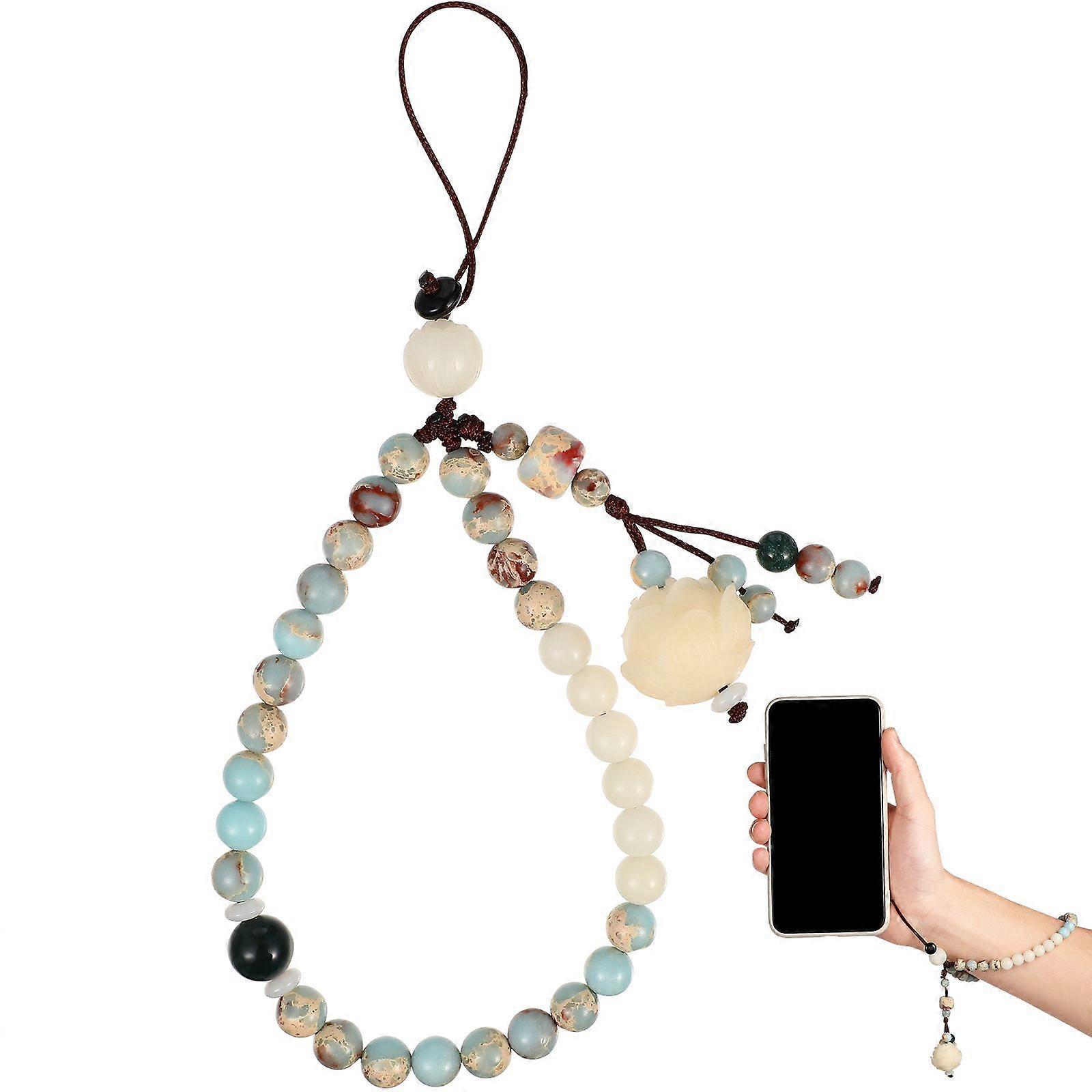 Hemobllo 1pc Beaded Phone Charm 2 In 1 Handmade Phone Lanyard Wrist Strap Anti-Lost Chain Bracelet Accessory For Universal Phonecase Random rope Color