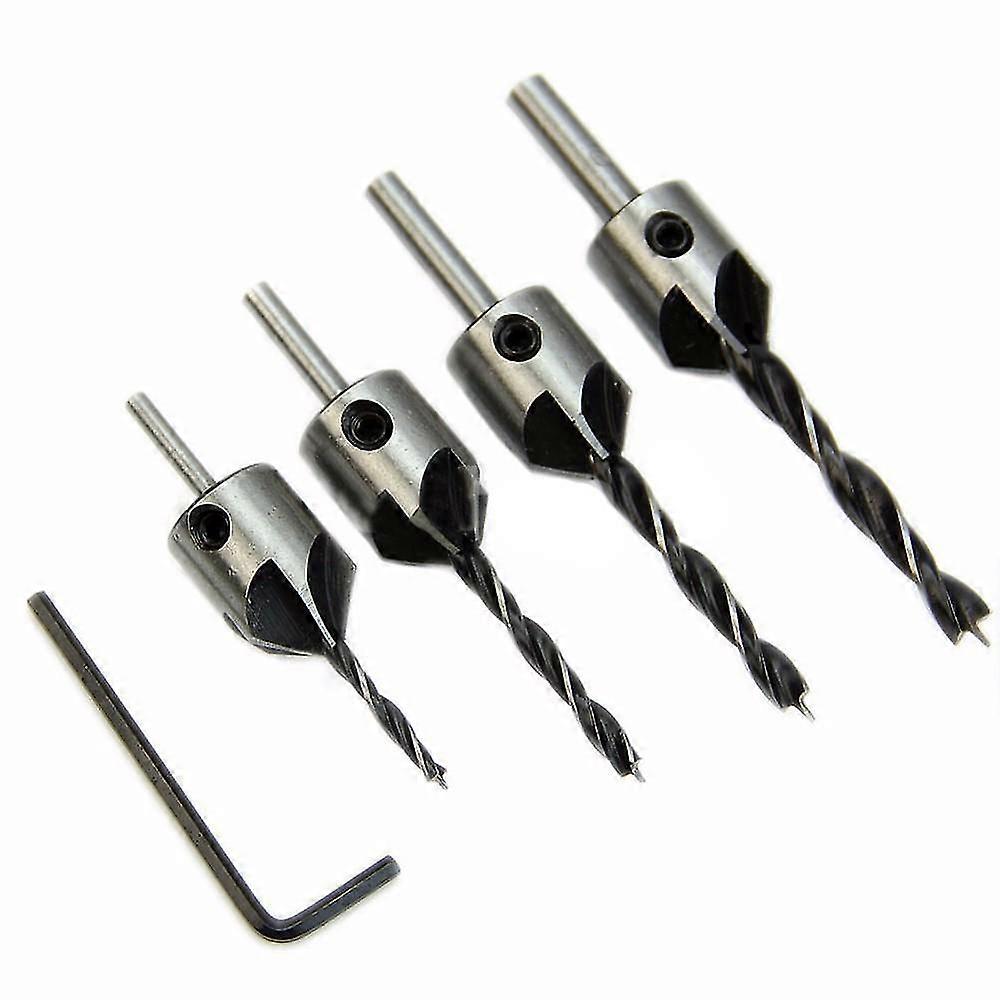 2025 4pcs HSS Countersink Wood Drill Steel Countersink Drill Set Reamer Set For Woodworking Chamfer 5 Flute 3mm-6mm