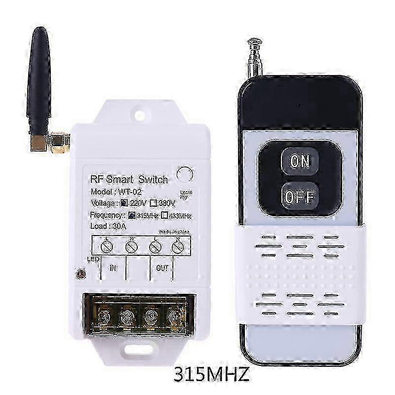 315MHz 433MHz remote switch for gate with 220V 30A relay and transmitter