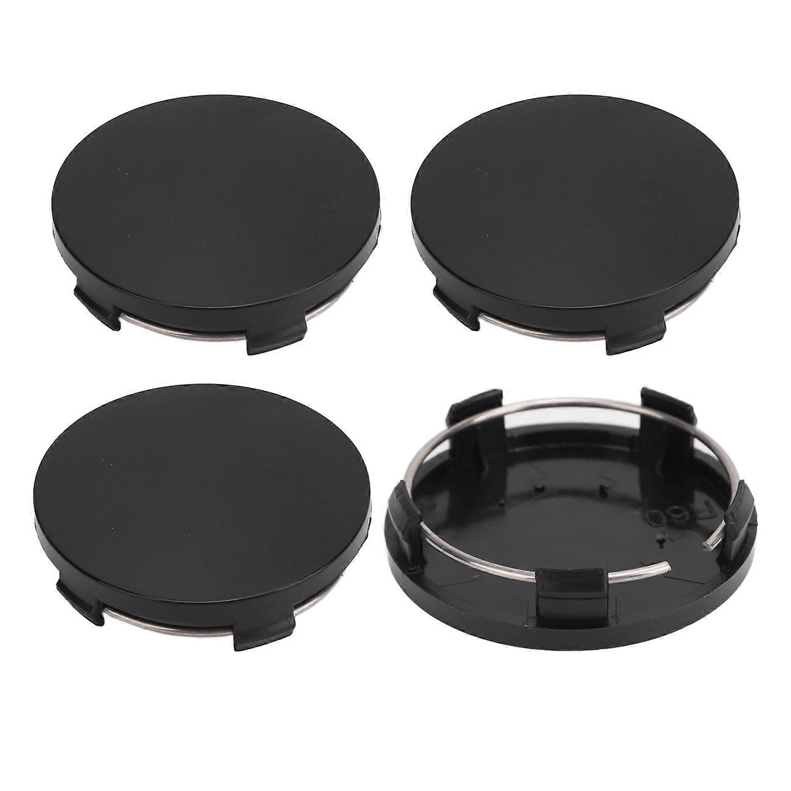 4PCS 60mm Car Wheel Center Hub Cap with Iron Ring Stylish Wheel Tyre Center Rim Hub Cover Universal for Vehicle Black