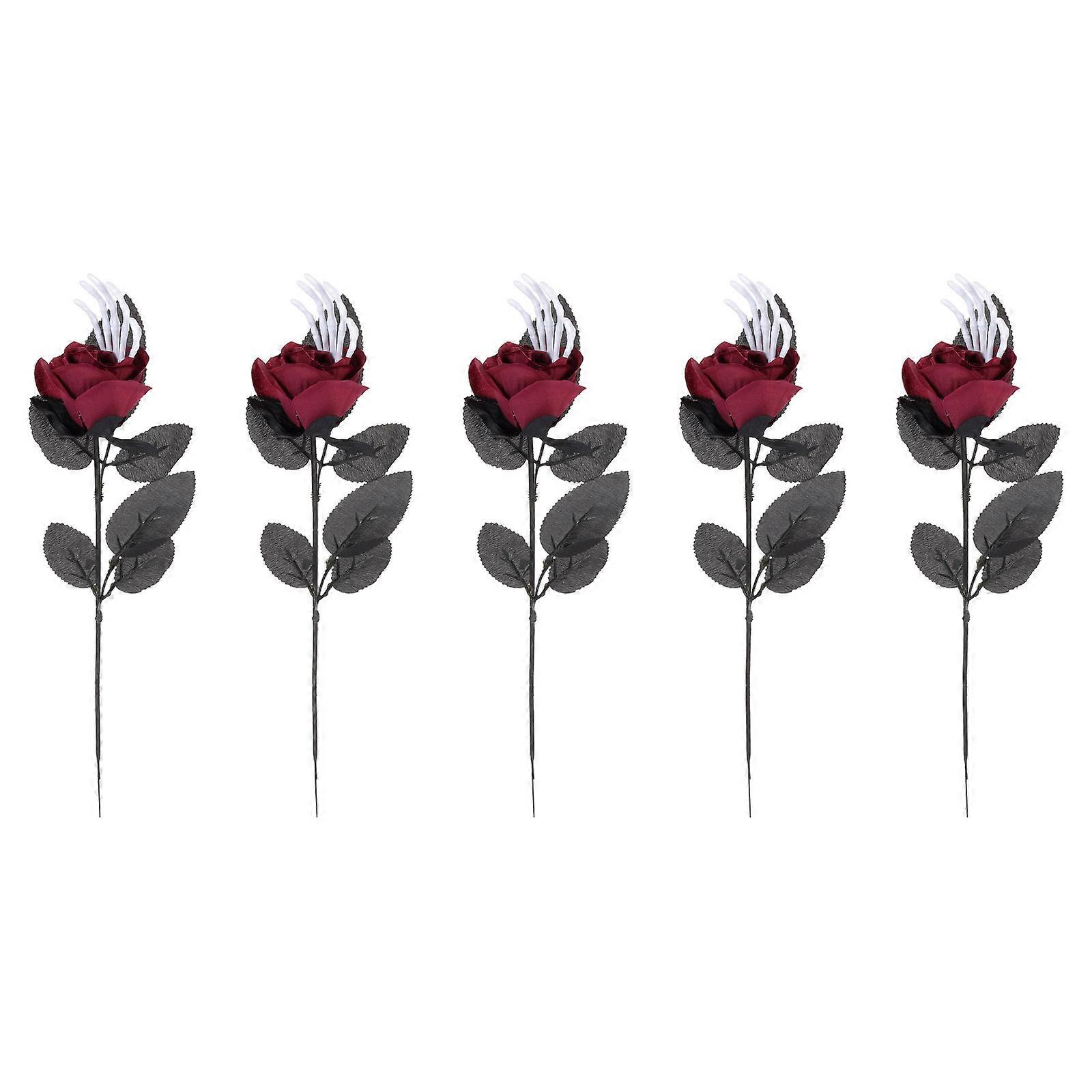 Skeleton Hand Rose Flower for Halloween Party Decor 5Pcs Artificial