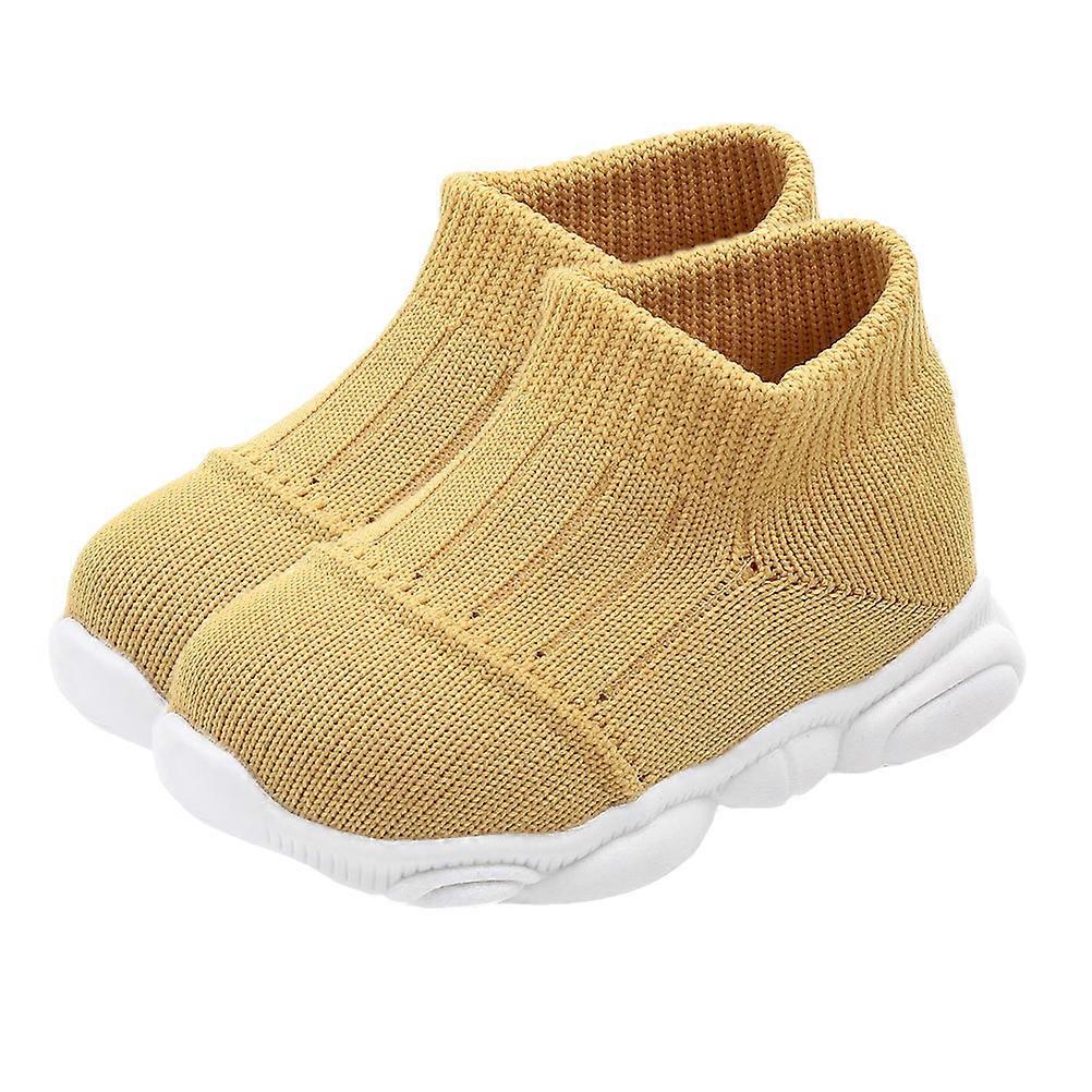 Anti-Slip Baby Prewalker Shoes for Wearing Use 1Pair Yellow Woven Design
